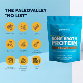 Paleovalley Poudre de Bouillon d'Os à côté d'une tasse de café