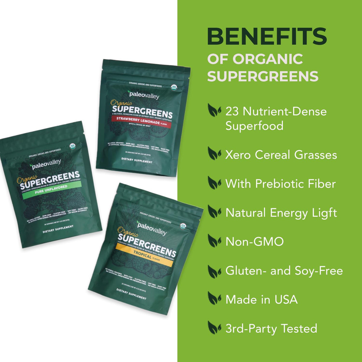 Paleovalley Poudre Supergreens Bio 249g en préparation dans un verre