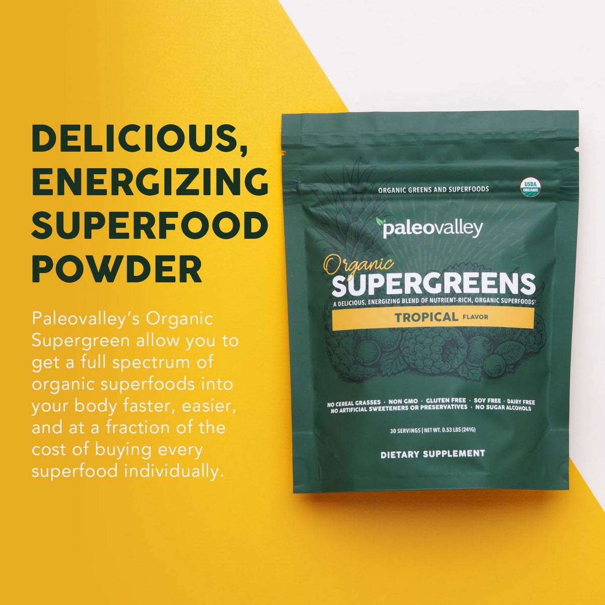Paleovalley Poudre Supergreens Bio 249g vue arrière