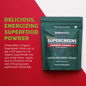 Paleovalley Poudre Supergreens Bio 259g avec ingrédients affichés