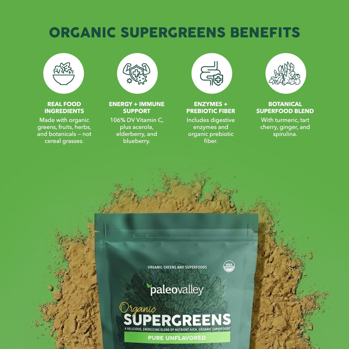 Paleovalley Poudre Supergreens Bio 272g avec cuillère