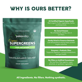 Paleovalley Poudre Supergreens Bio 272g étiquette