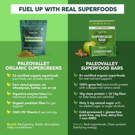 Paleovalley Poudre Supergreens Bio 272g sur une table