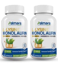 Palmara Health L-Lysine et Monolaurin 600mg vue avant du flacon