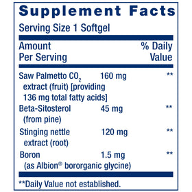 PalmettoGuard® de Life Extension, étiquette du produit avec ingrédients