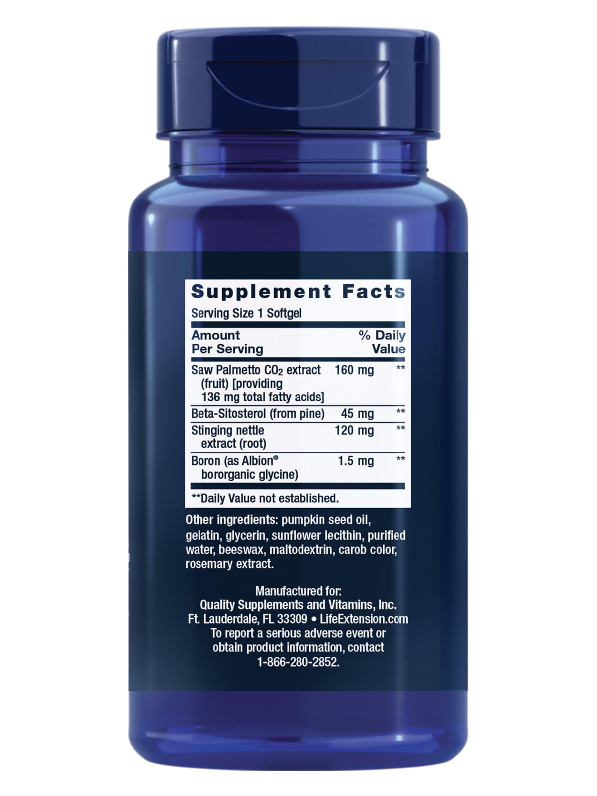 PalmettoGuard® de Life Extension, gélule de saw palmetto en gros plan