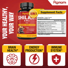 Papnami Capsules Shilajit Himalayen étiquette et informations nutritionnelles