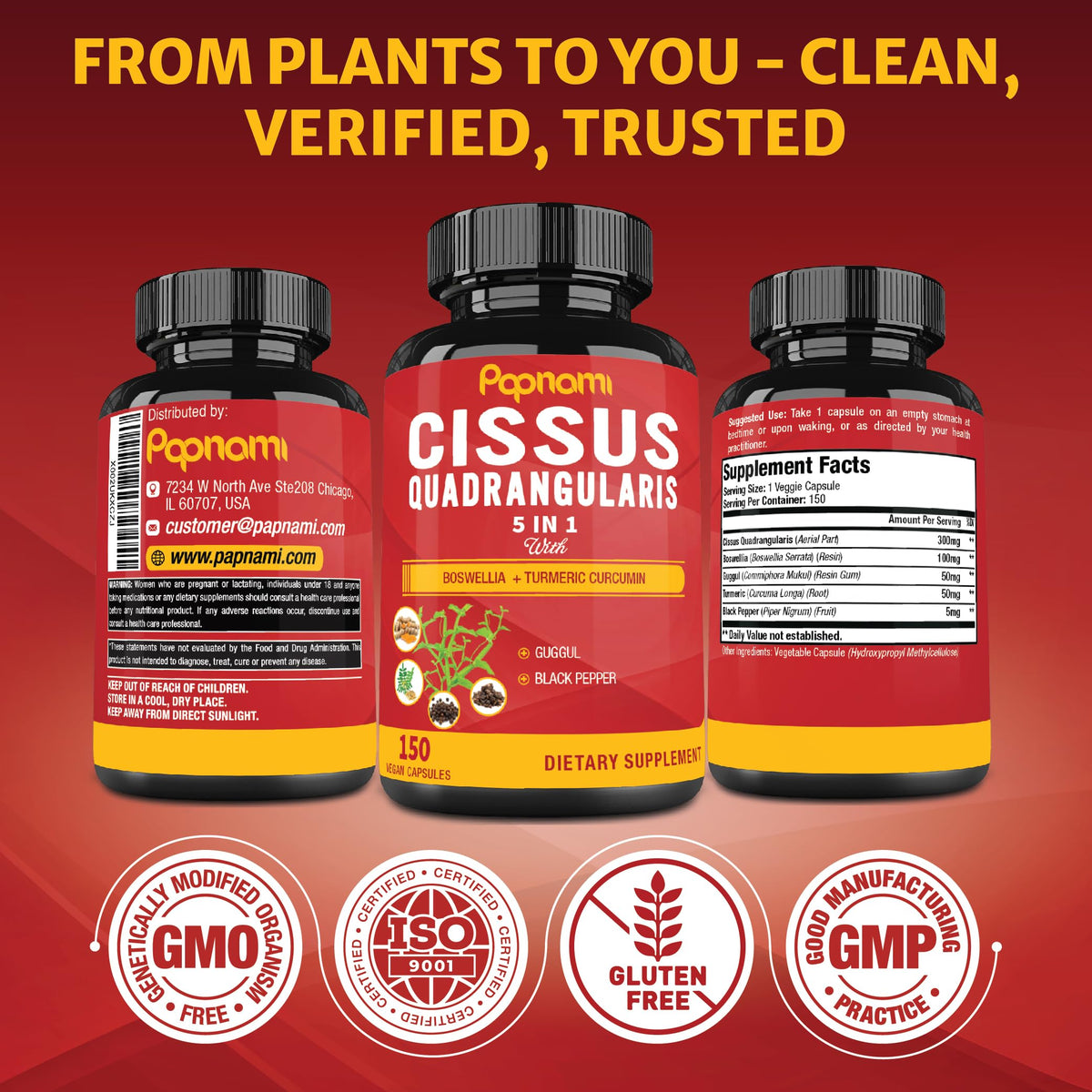 Papnami Cissus Quadrangularis bouteille ouverte