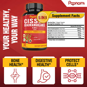 Papnami Cissus Quadrangularis capsules à côté d'un verre d'eau