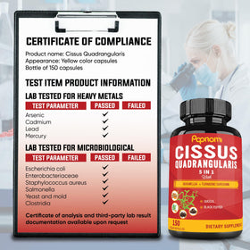 Papnami Cissus Quadrangularis capsules avec étiquette détaillée