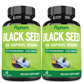 Papnami Huile de Graines Noires capsules souples vue avant avec emballage