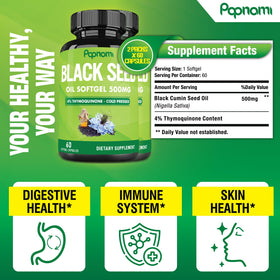 Papnami Huile de Graines Noires deux flacons de 60 capsules sur fond blanc