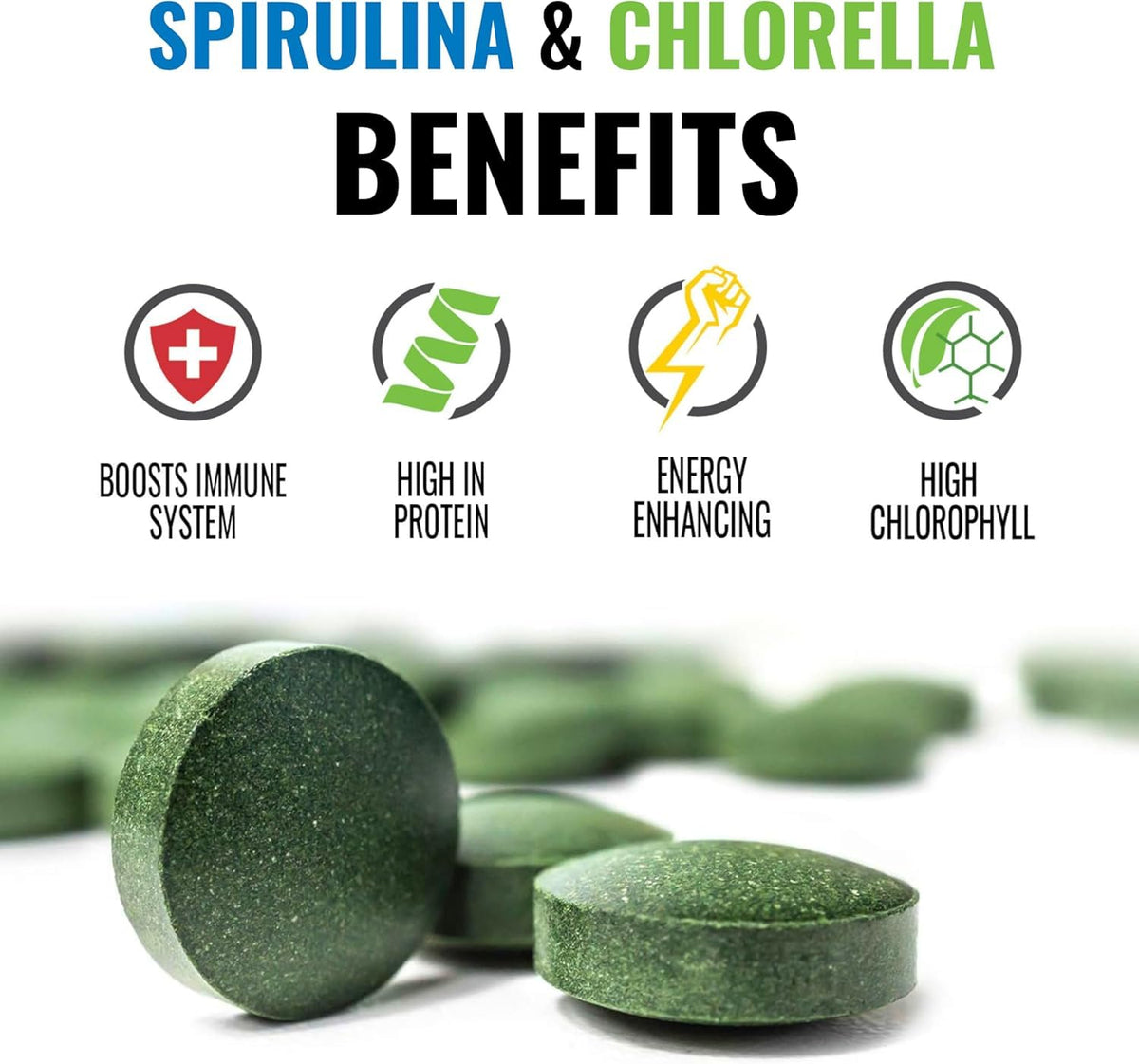 Paquet de 1000 tablettes de Spiruline et Chlorelle d'On Target Living