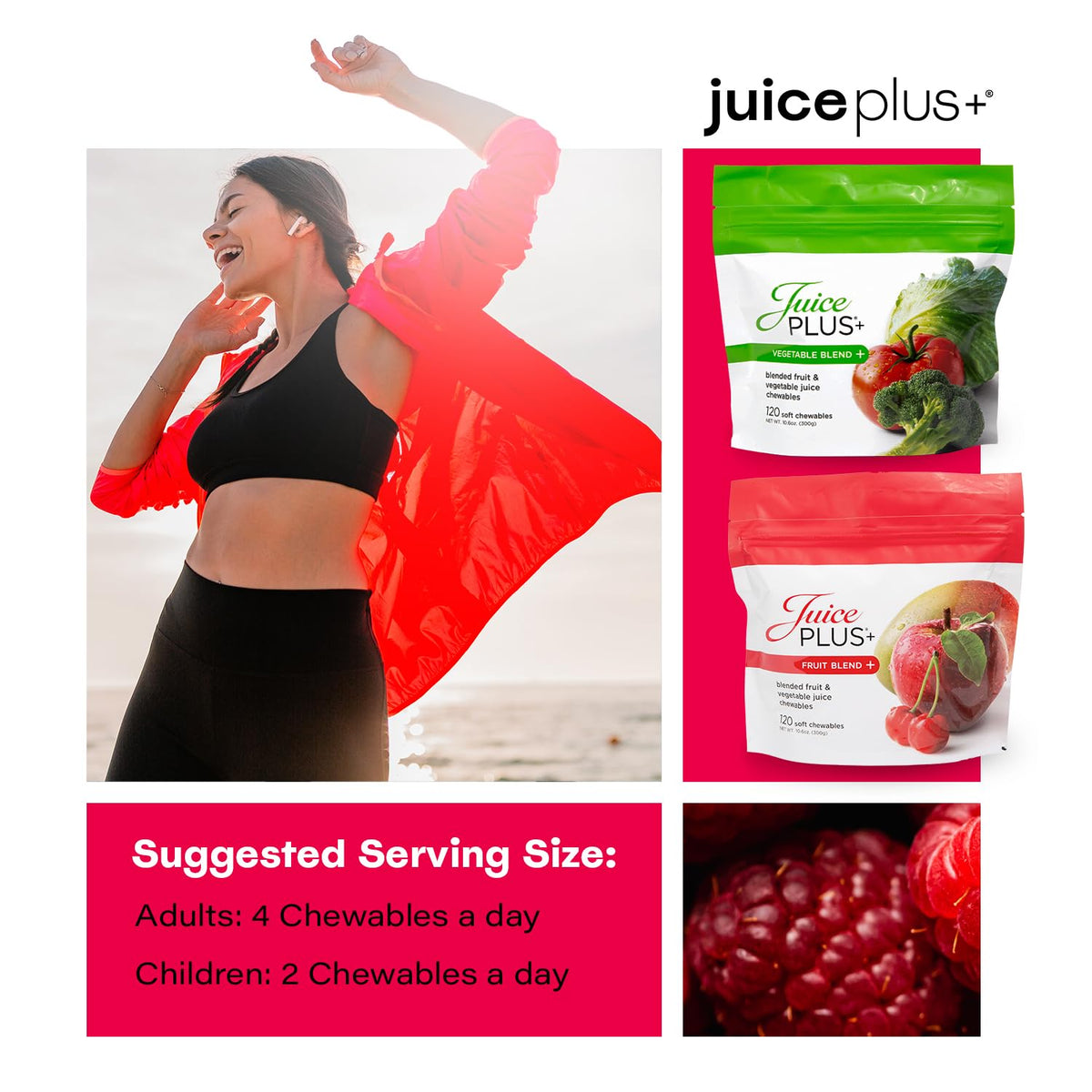 Paquet de Chews de Fruits et Légumes Juice Plus+ ouvert