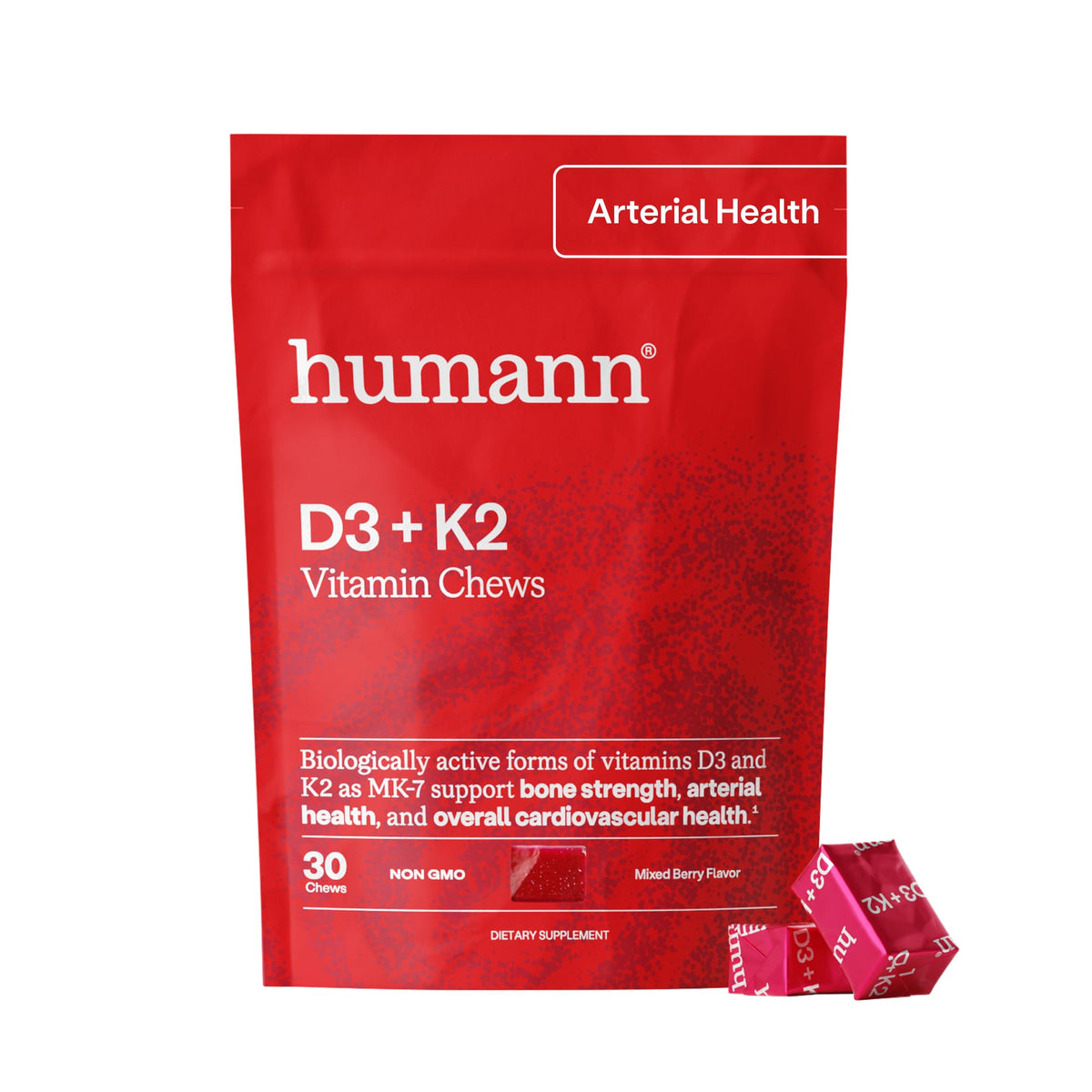 Paquet de chews HumanN Vitamine D3 + K2 saveurs baies mélangées