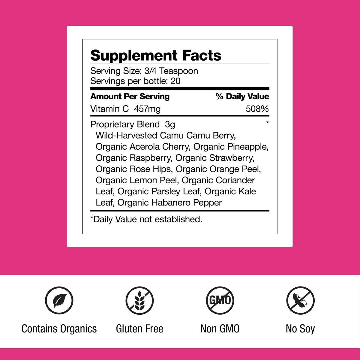 Paquet de Dr. Schulze's Super-C Plus, contenant 20 portions de vitamine C