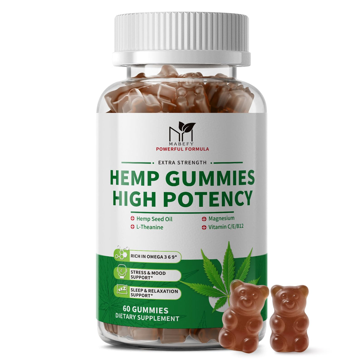 Paquet de gummies au chanvre MABEFY 60 oursons saveur ananas