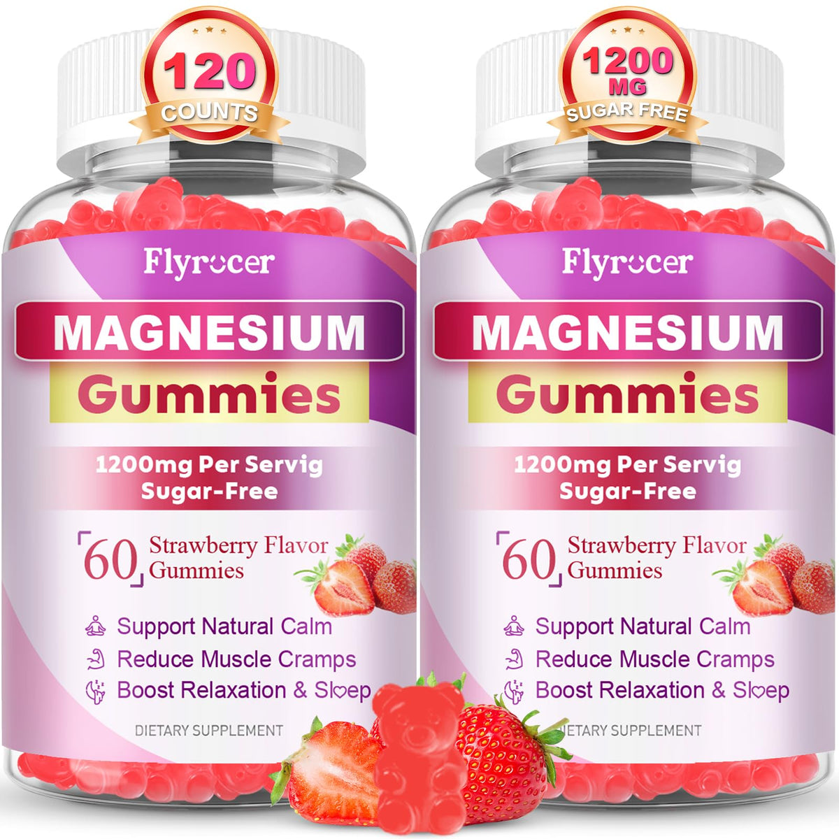 Paquet de gummies au magnésium Flyrocer 2 Pack 449g vue de face
