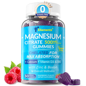 Paquet de gummies de citrate de magnésium ELLAMENTZ, 500mg, vue de face