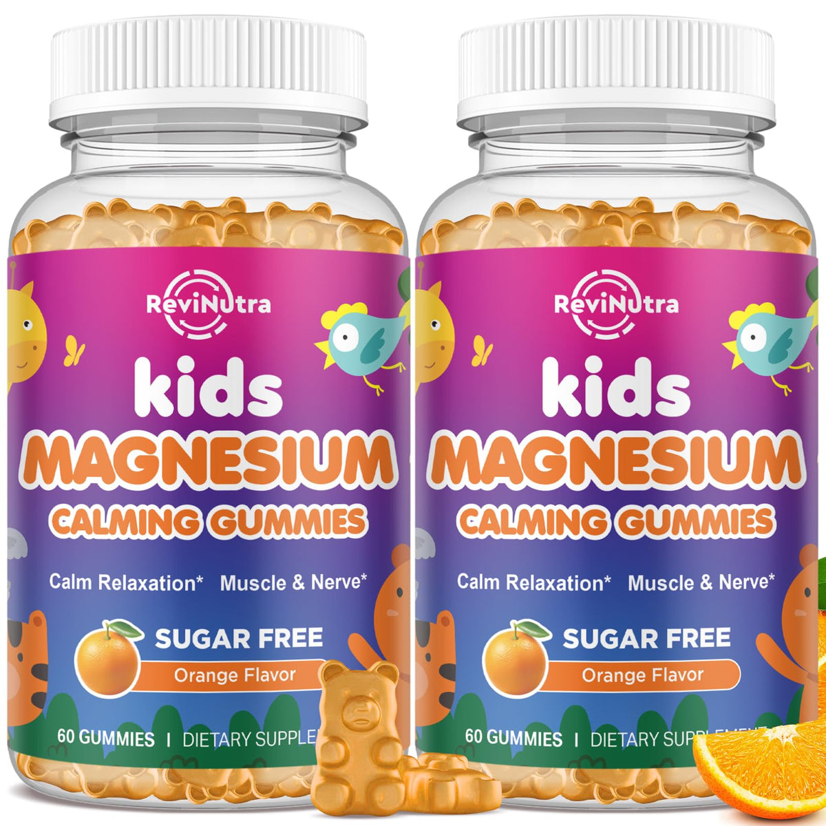 Paquet de gummies de magnésium ReviNutra pour enfants, vue de face
