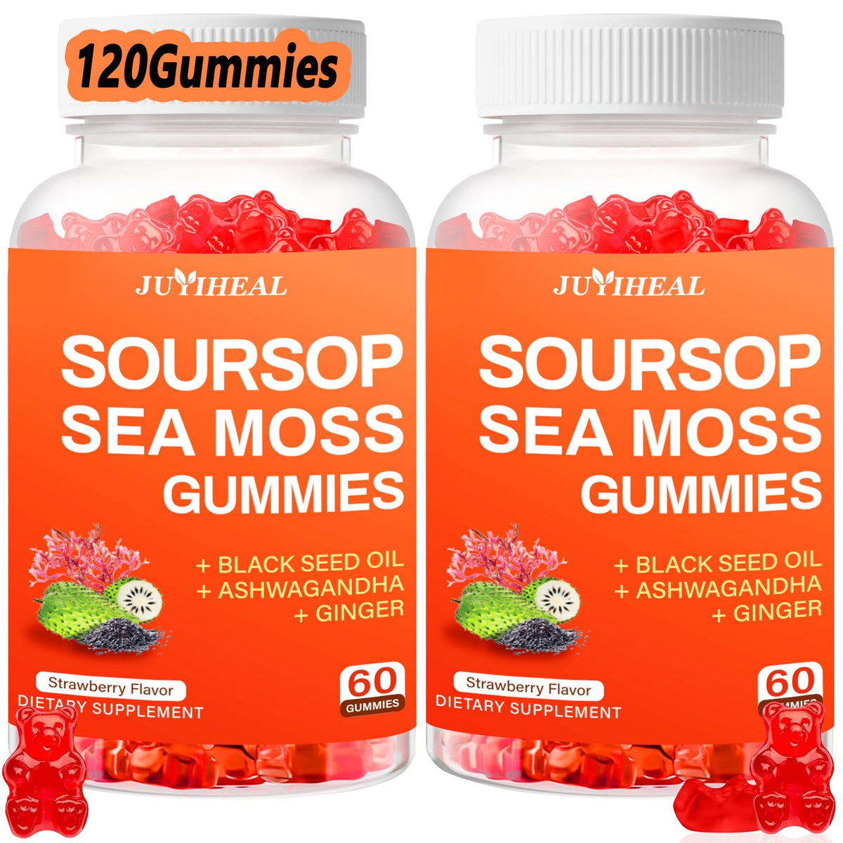 Paquet de gummies Graviola Soursop JUYIHEAL avec 120 gummies