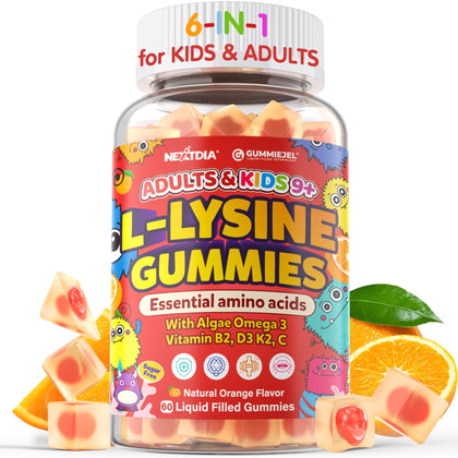 Paquet de gummies L-Lysine 500mg Nextdia avec Omega 3