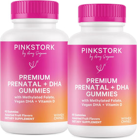 Paquet de gummies prénatales Pink Stork 60 gummies vue de face
