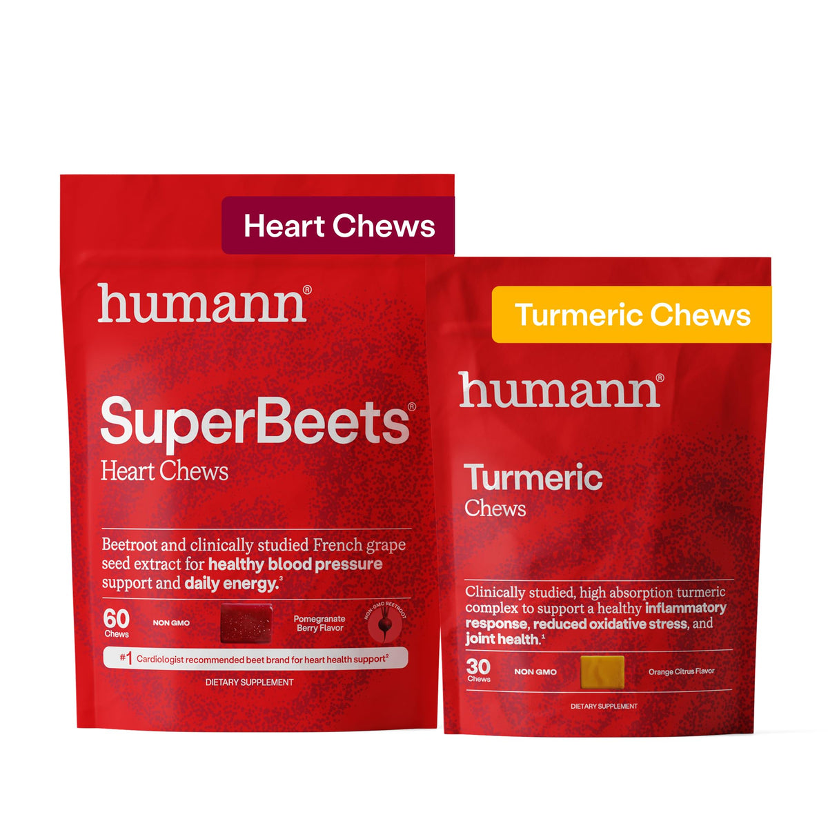 Paquet de HumanN SuperBeets Heart Chews avec 90 bonbons