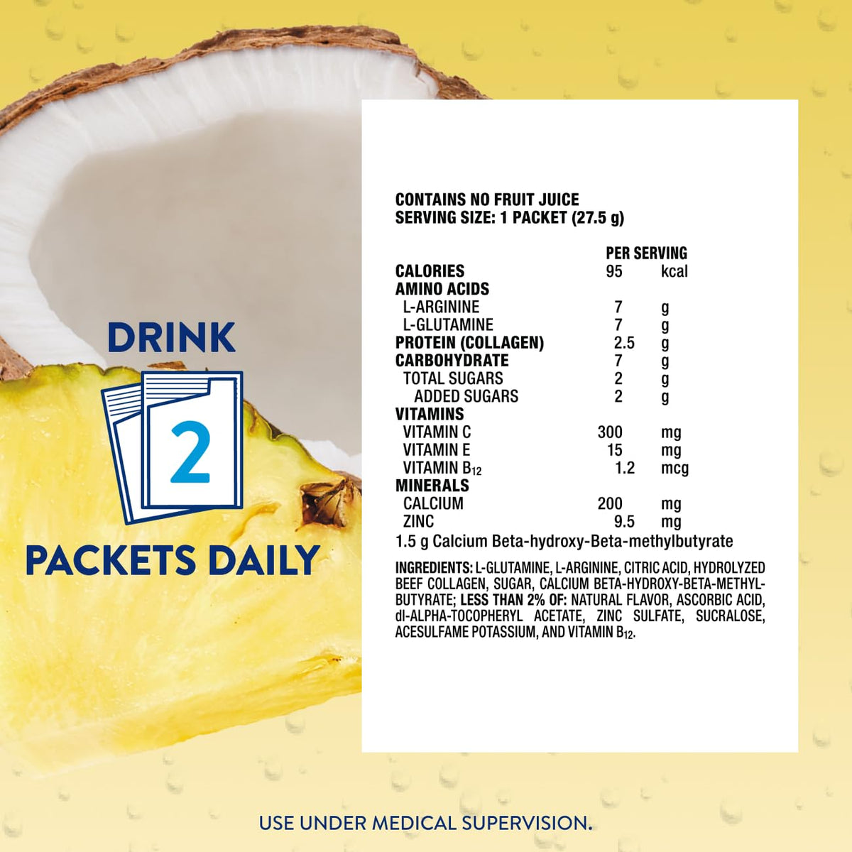 Paquet de Juven avec information nutritionnelle sur le côté