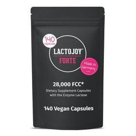 Paquet de LactoJoy Forte 28 000 FCC avec 140 capsules vegan
