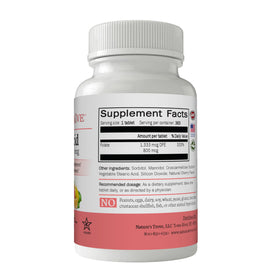 Paquet de Nature's Trove Acide Folique 800 mcg comprimés à mâcher cerise