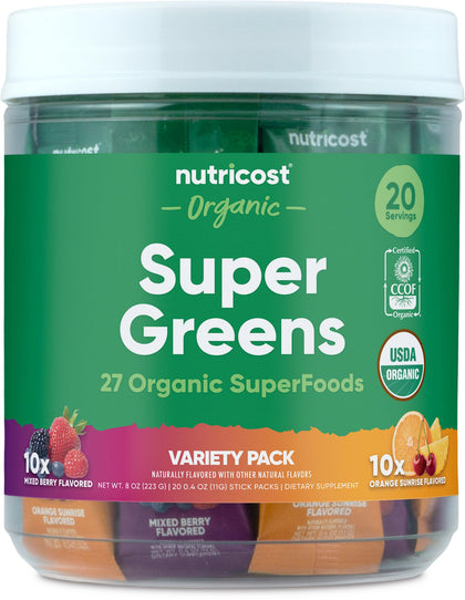 Paquet de Nutricost Super Greens Stickpacks vue de face