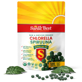 Paquet de tablettes Chlorella Spirulina 50/50 Sunlit Best Green Organics