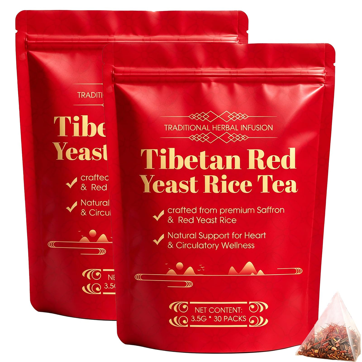 Paquet de tisane de riz rouge tibétain avec 30 sachets