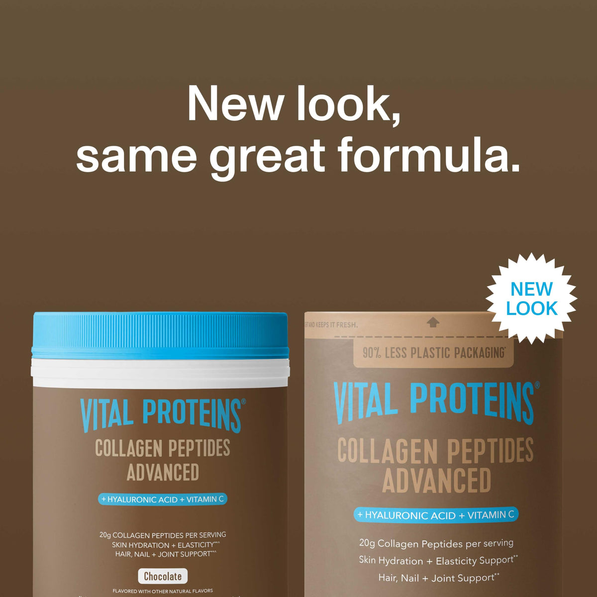 Paquet de Vital Proteins Collagen Peptides Chocolat 762g avec informations nutritionnelles
