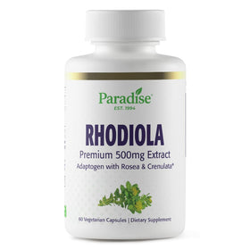 Paradise Herbs Extrait de Rhodiola 500mg capsules végétales vue de face