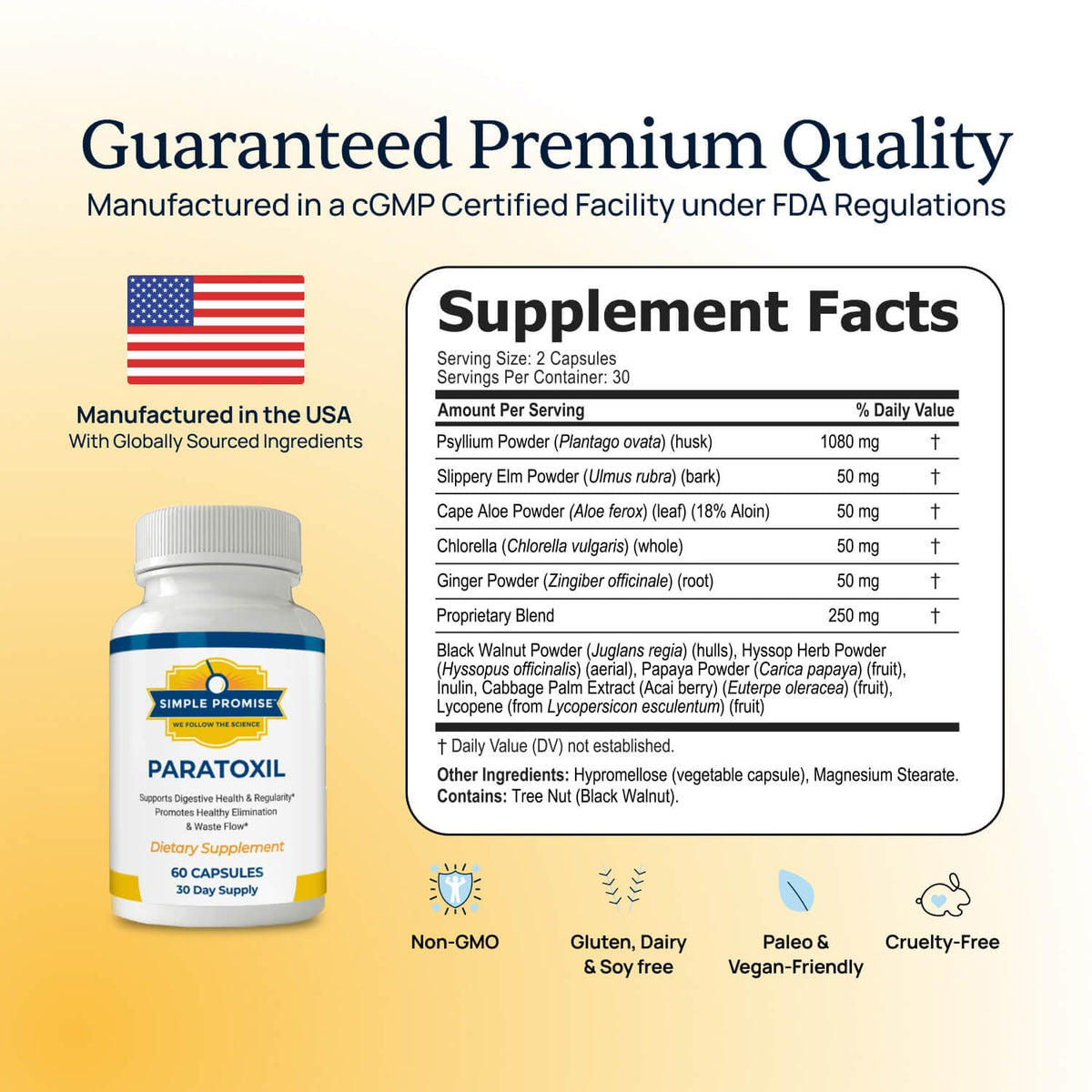 Paratoxil Capsules de Psyllium 68g sur une table