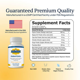 Paratoxil Capsules de Psyllium 68g sur une table