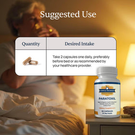 Paratoxil Capsules montrant la taille des gélules