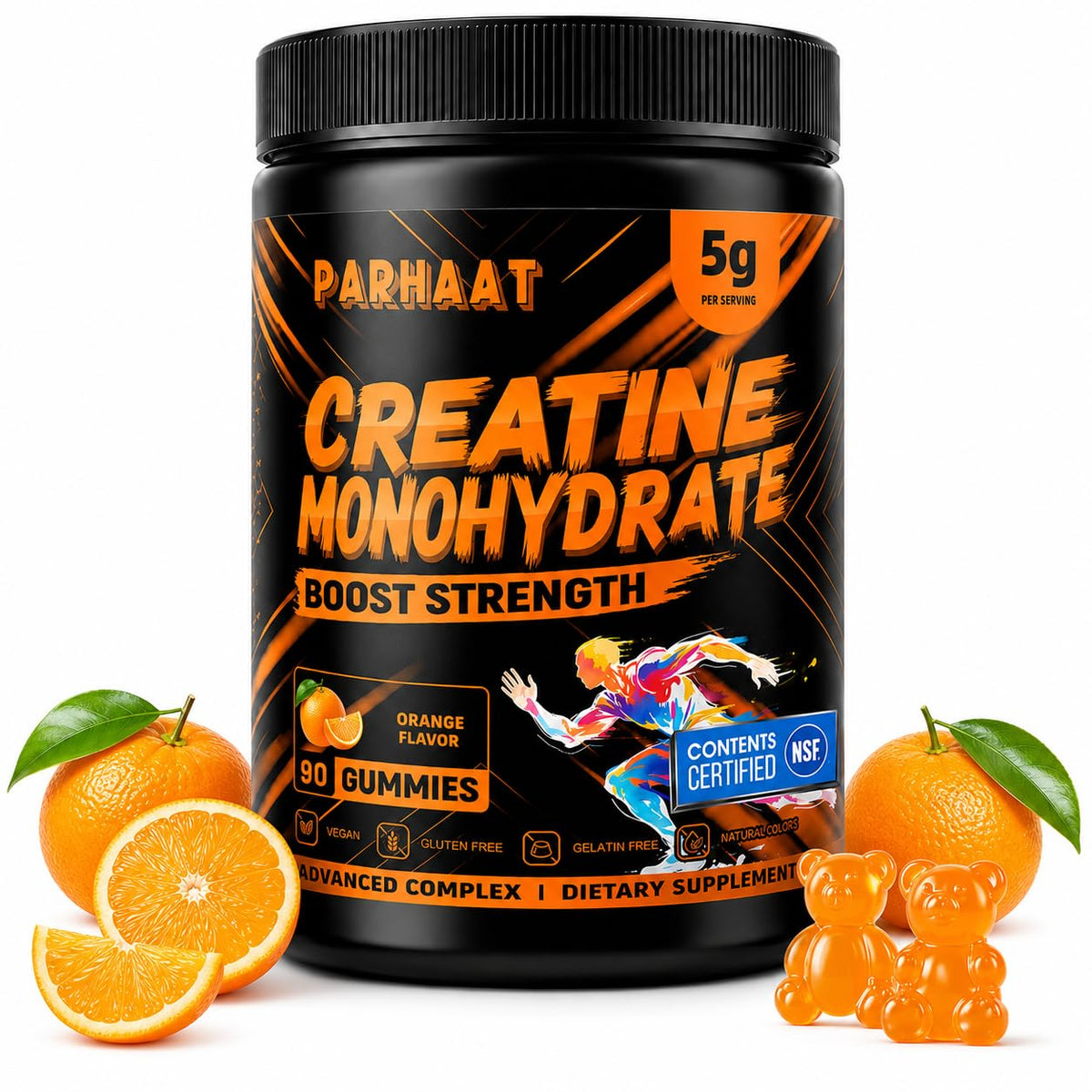 Parhaat Gummy de Créatine Monohydrate 90 gummies orange vue de face