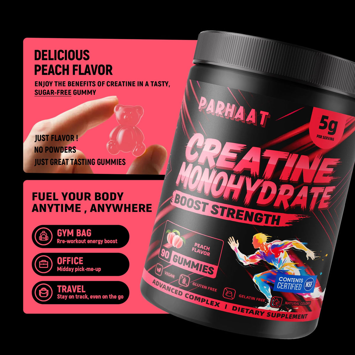 Parhaat Gummy de Créatine Monohydrate, détail de la texture