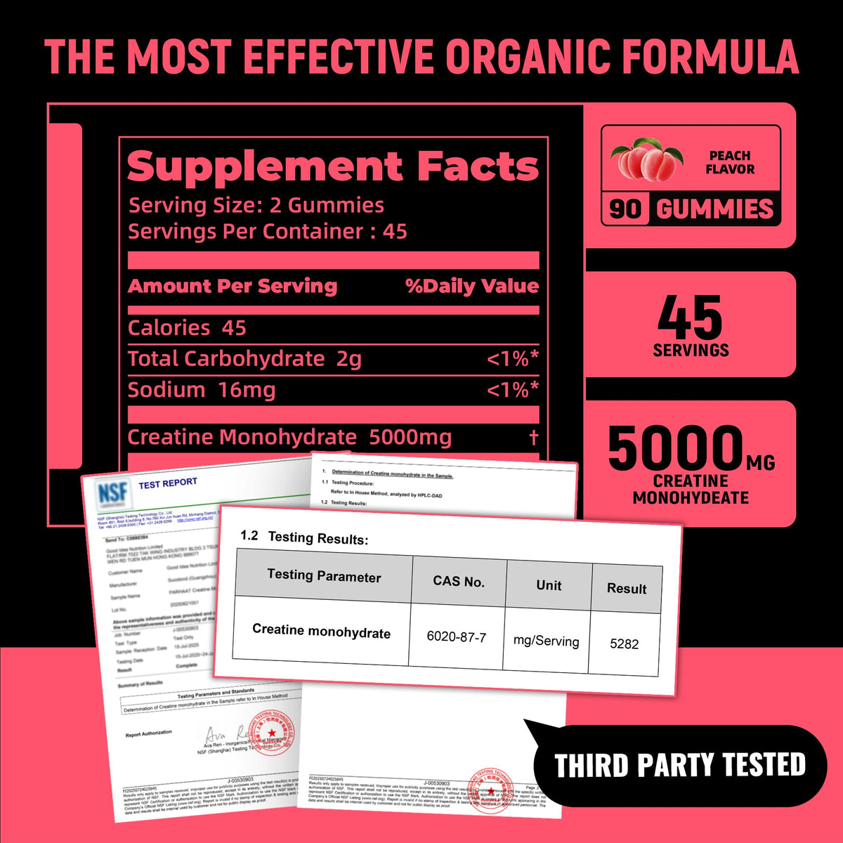 Parhaat Gummy de Créatine Monohydrate, emballage et dosage