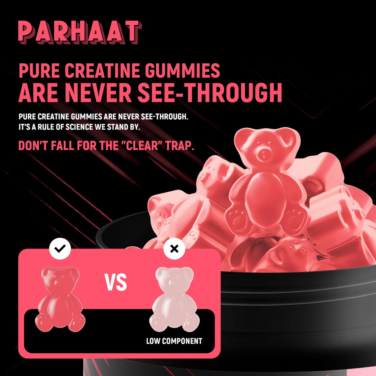 Parhaat Gummy de Créatine Monohydrate, présentation des gummies