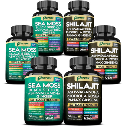 Parrox Bundle Vitalité 3 Pack avec Shilajit et Mousse de Mer