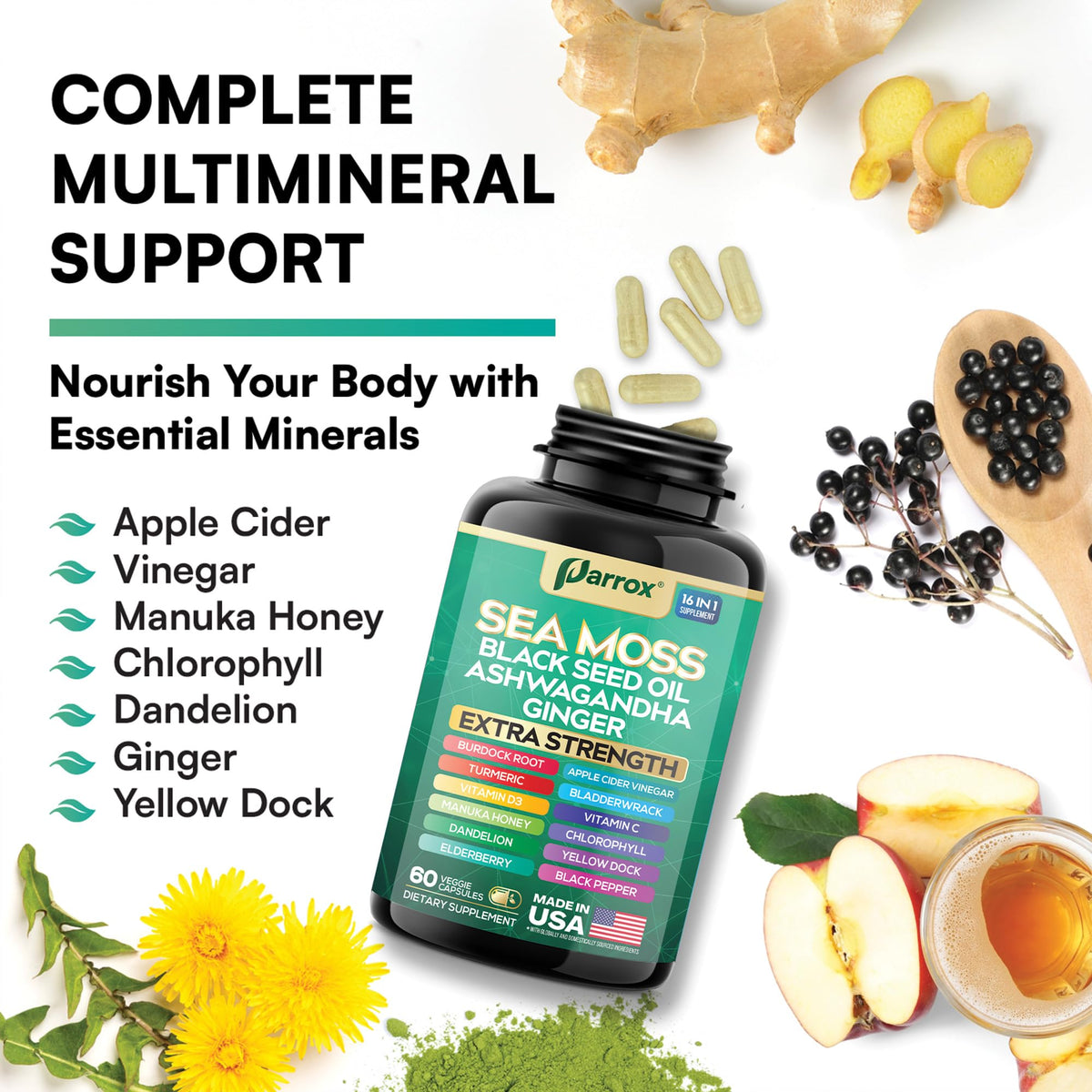 Parrox capsules avec mousse de mer et curcuma