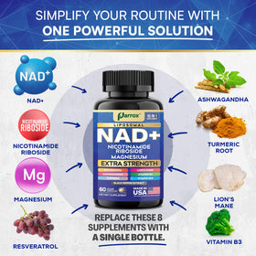 Parrox complément alimentaire NAD+ 10-en-1 60 capsules vue arrière