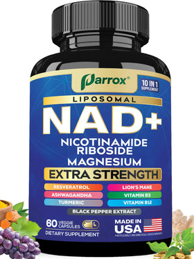 Parrox complément alimentaire NAD+ 10-en-1 60 capsules vue de face