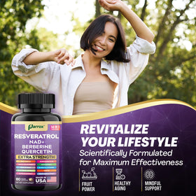 Parrox Complément Alimentaire Resvératrol 14-en-1 capsules dans un verre