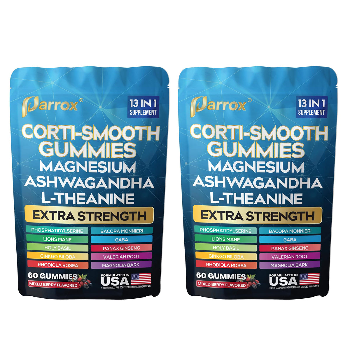 Parrox Gummies Corti-Smooth 2 Pack avec un mélange de baies