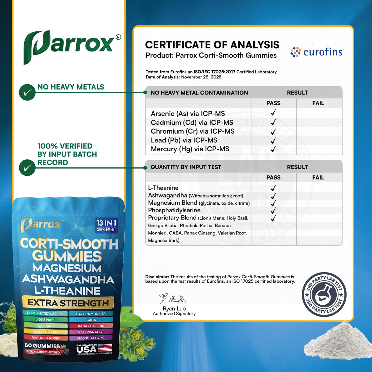 Parrox Gummies Corti-Smooth sur une surface de cuisine